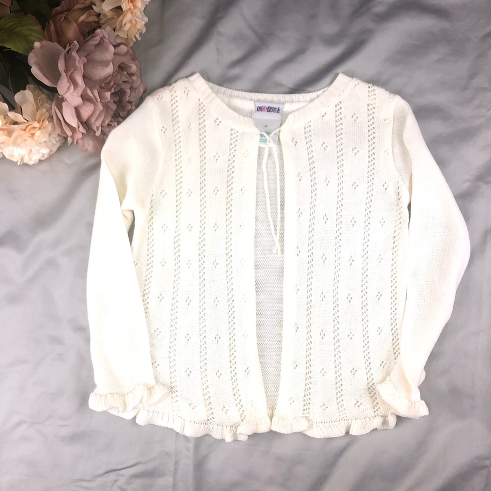 Okie Dokie Girls Ivory Knit Sweater Sz 4T